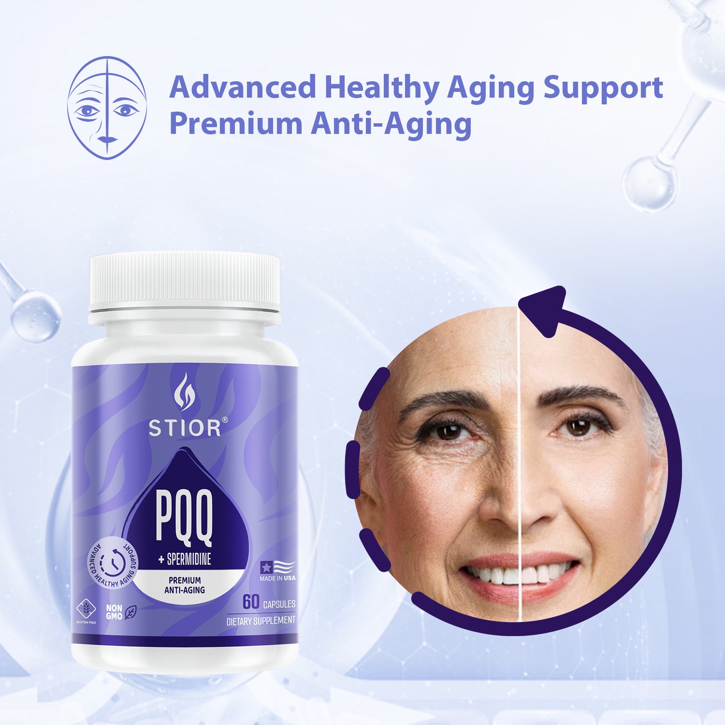 STIOR PQQ + Spermidine Premium Anti-Aging - ADVANCED HEALTHY AGING SUPPORT