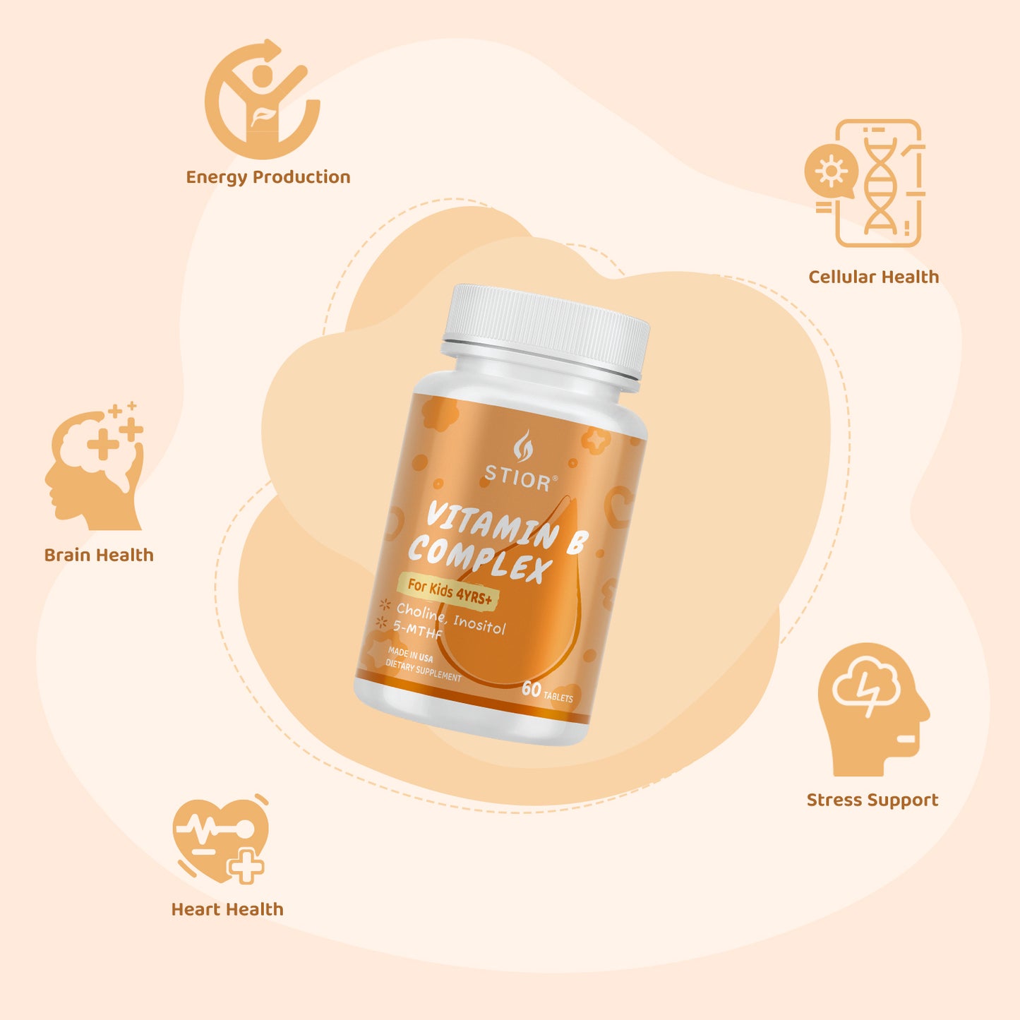 STIOR B Complex with Choline, Inositol & 5-MTHF (For Kids)