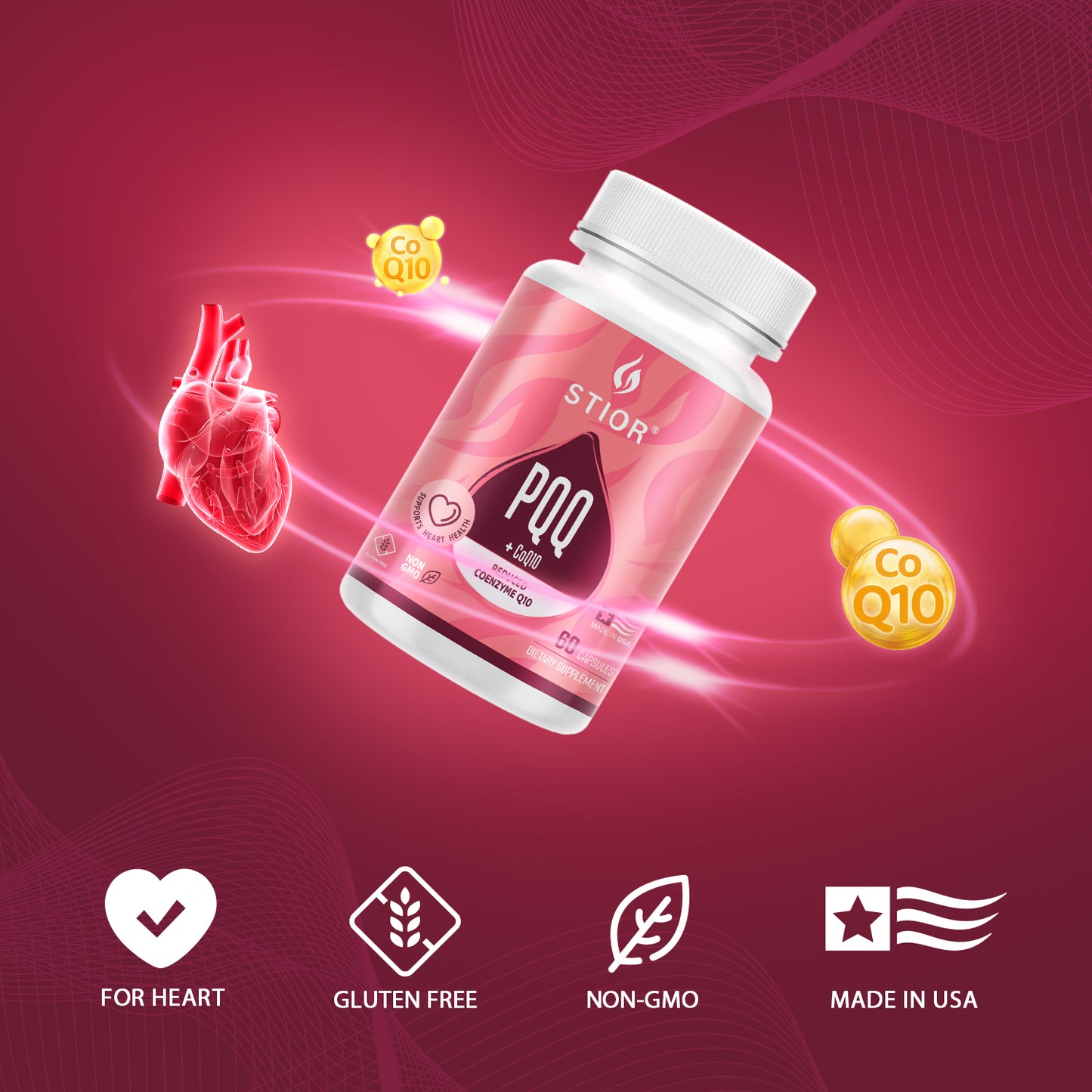 STIOR  PQQ + CoQ10 reduced coenzyme Q10 - SUPPORT HEART HEALTH